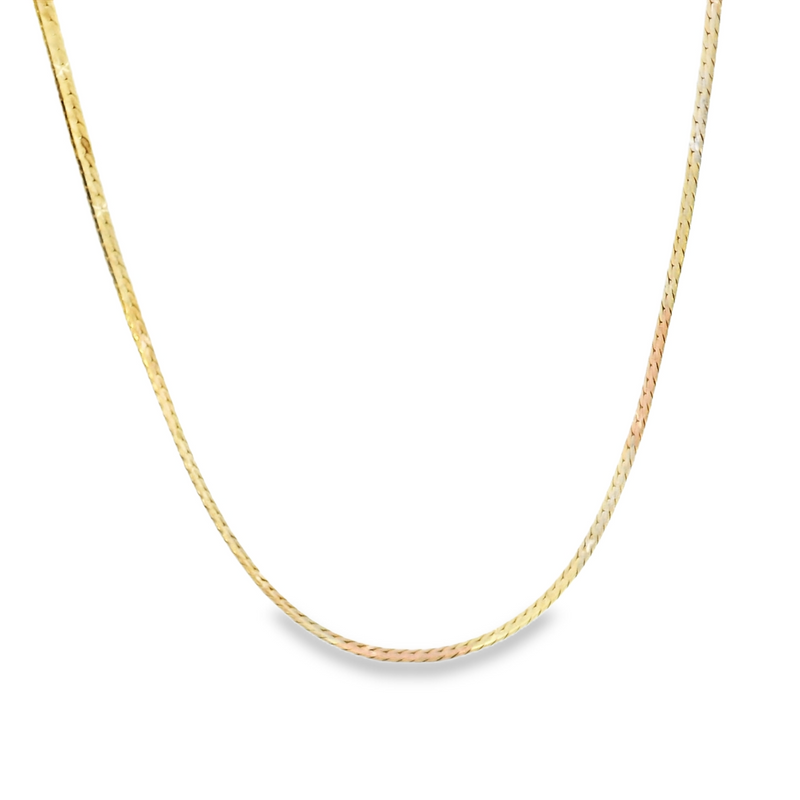14K Tri Color Herringbone Necklace 24