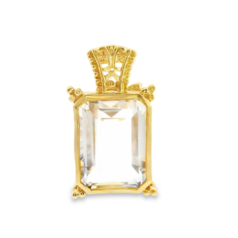 14K YG White Quartz Pendant