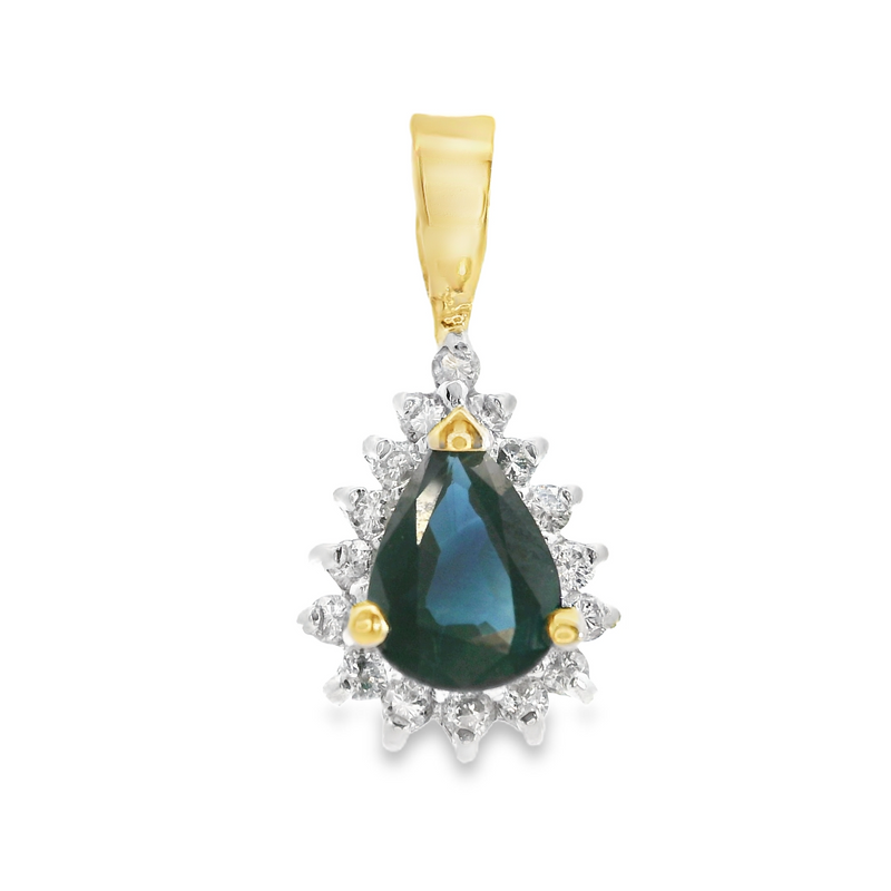 14K YG Sapphire & Diamond Pendant