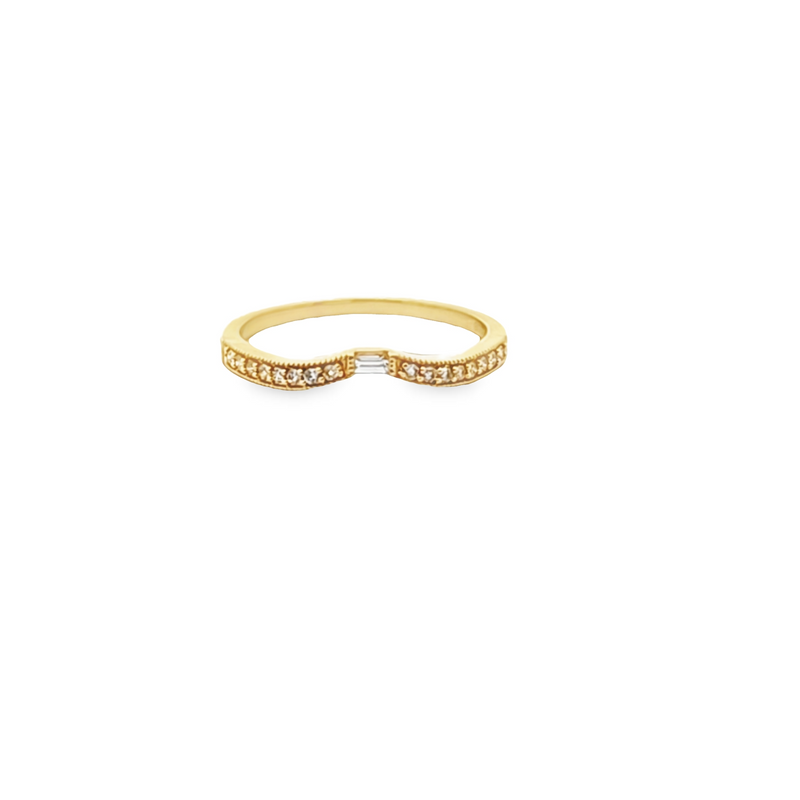 14K YG Curved Diamond Band