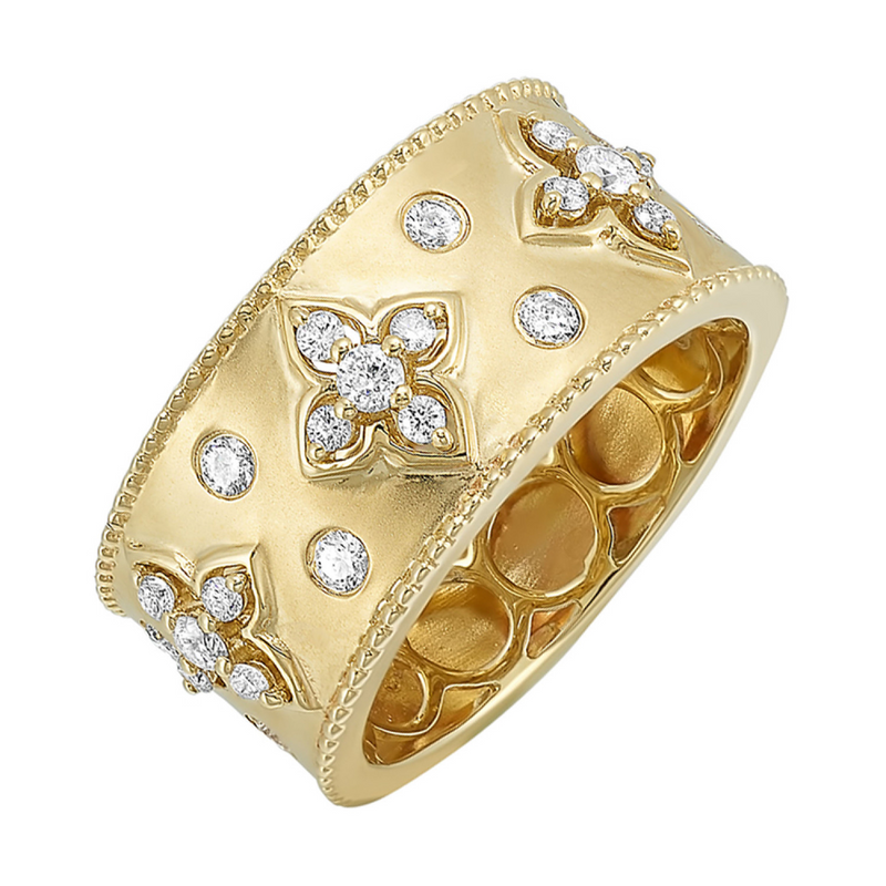 14K YG Wide Diamond Band