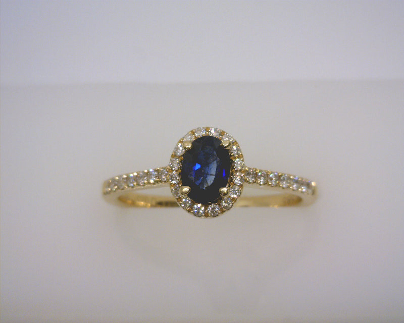 14K YELLOW GOLD SAPPHIRE/ DIAMOND RING