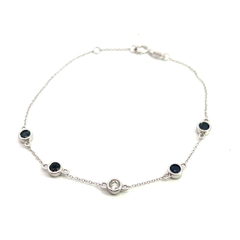 14K YG Sapphire & Diamonds by the Yard Bracelet