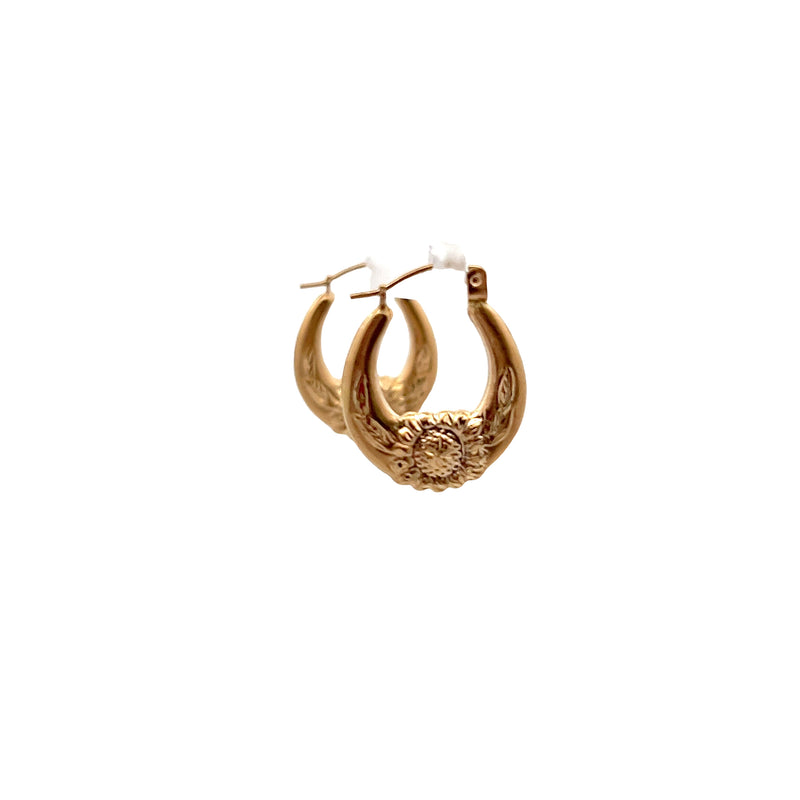 14K YG Sunflower Hoop Earrings