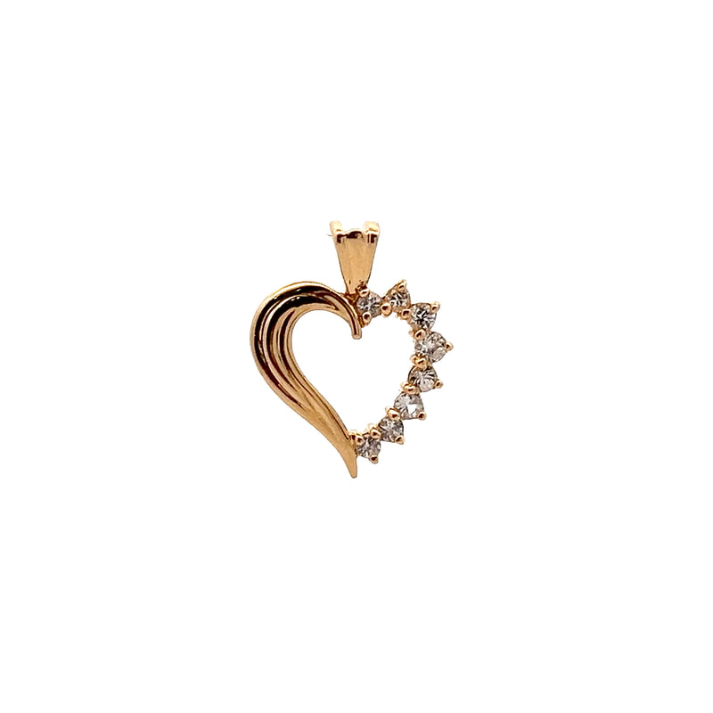 14K YG Diamond Heart Pendant