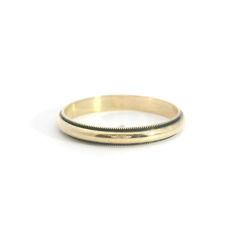 14K YG Milgrain Wedding Band