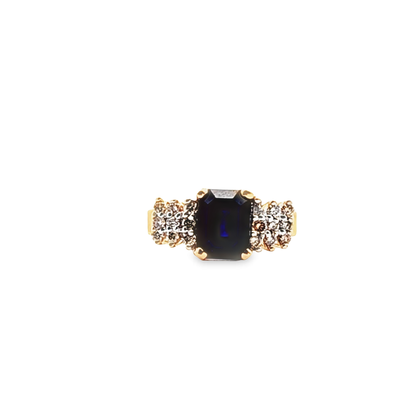 14K YG Levian Sapphire & Diamond Ring