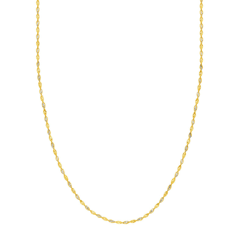 14K Two Tone Twisted Chain 16
