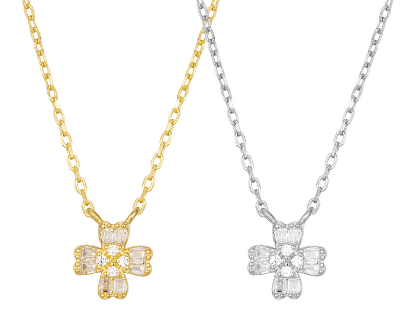 Gold Tone CZ Cross Necklace
