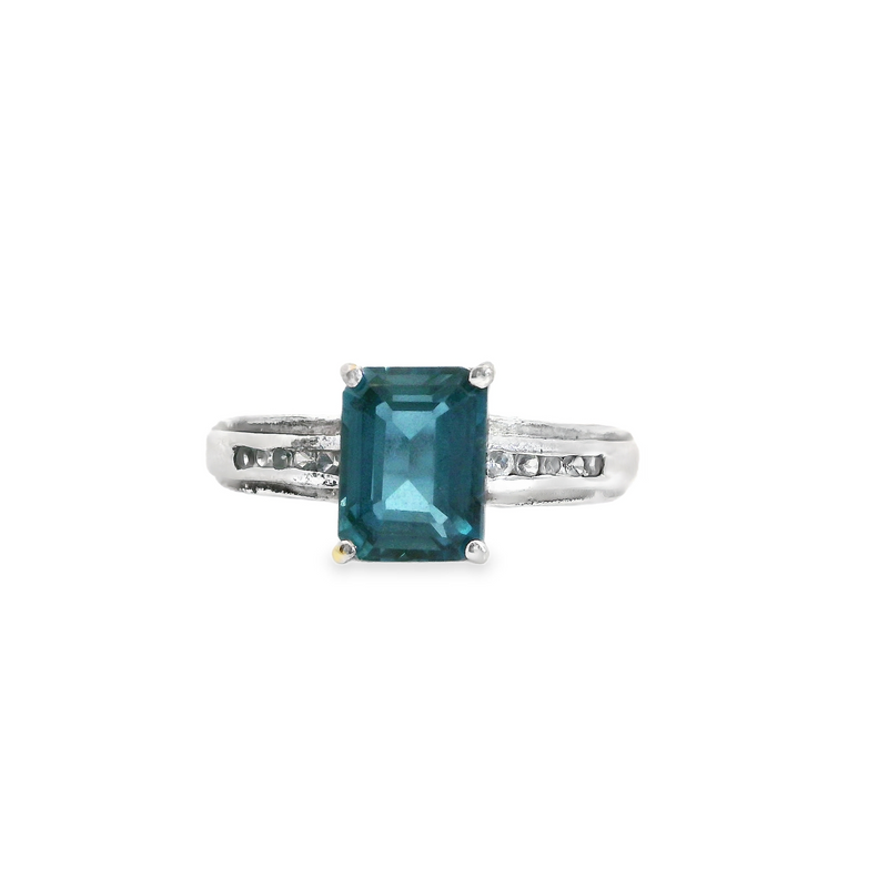 Sterling Silver London Blue Topaz & White Sapphire Ring