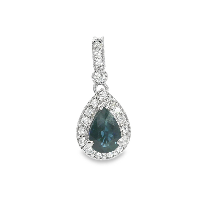 10K WG Sapphire & Diamond Pendant