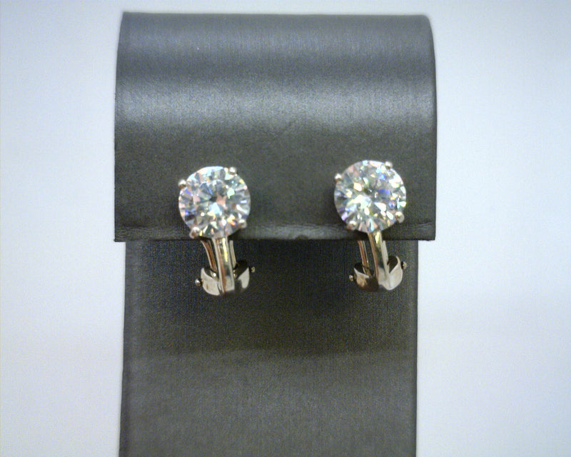 Sterling Silver CZ Clip On Earrings