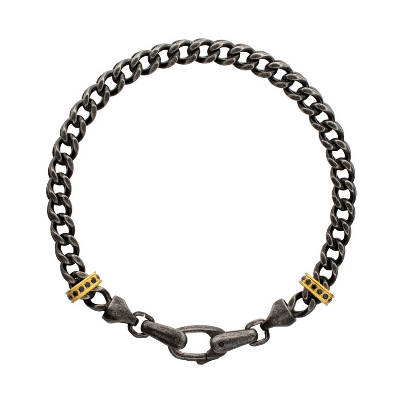 Antiqued Steel Chevron Franco Chain Bracelet
