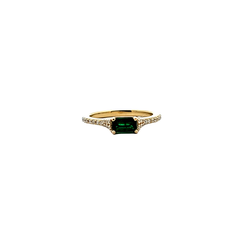 18K YG Emerald & Diamond Ring