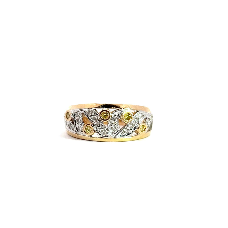 14K Two Tone White & Yellow Diamond Ring