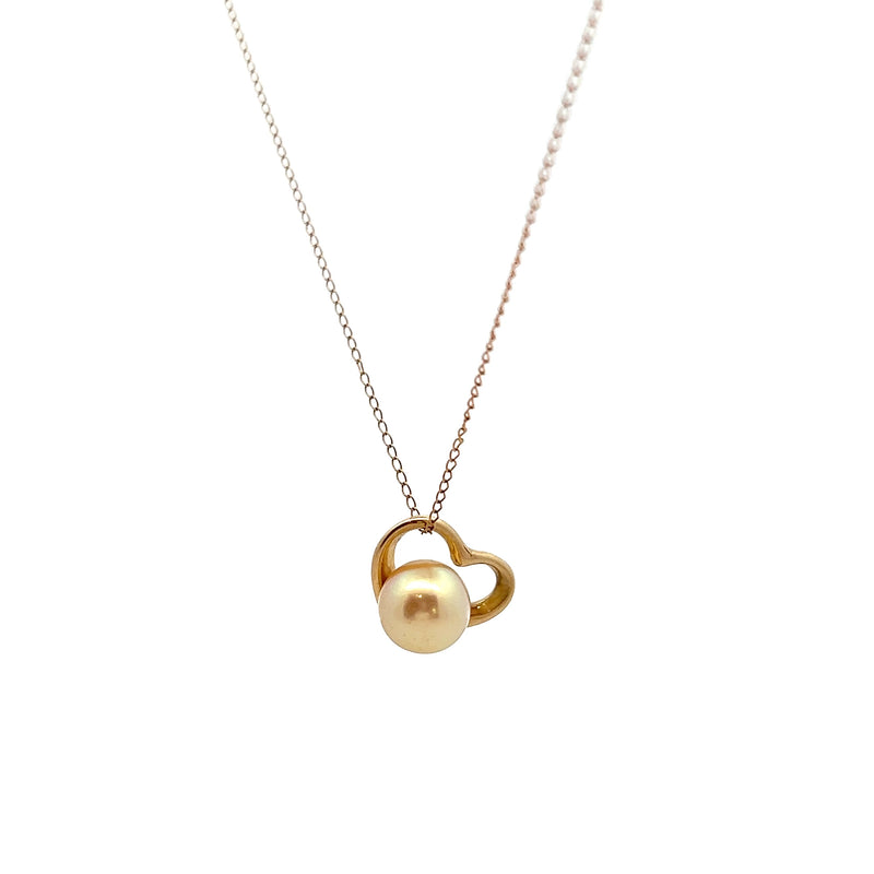 14K YG Heart Pearl Pendant