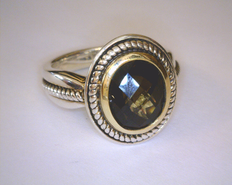 SS/18K YELLOW GOLD QUARTZ RING