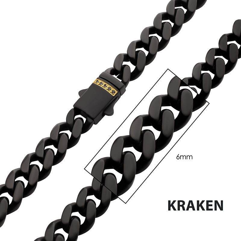 6mm Black IP Steel Matte Finish Miami Cuban Chain Necklace