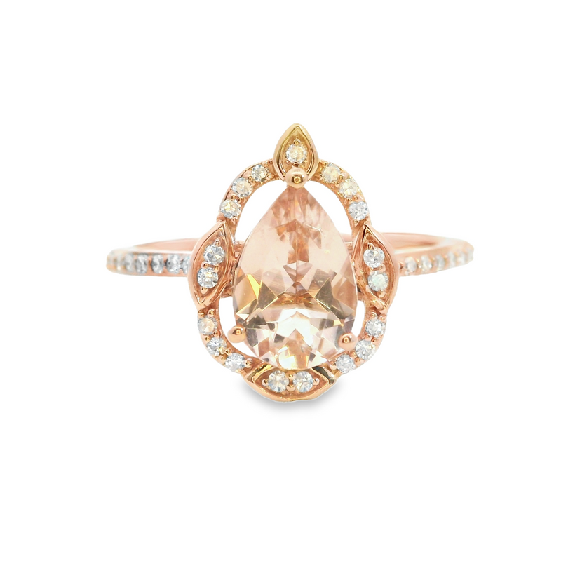 10K RG Morganite & Diamond Ring