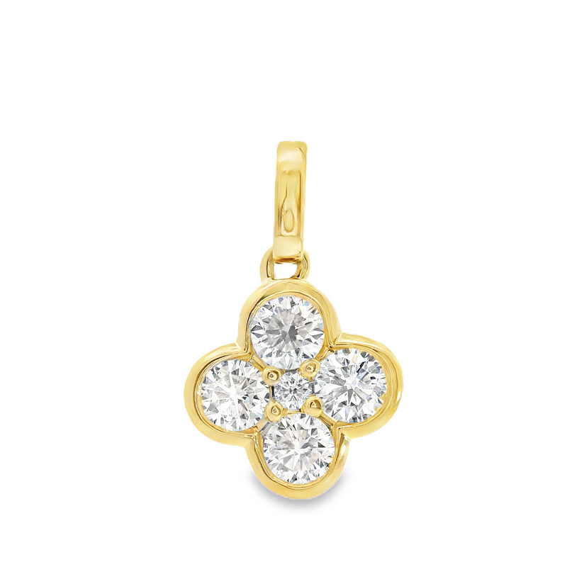 14K YG Cluster Diamond Pendant