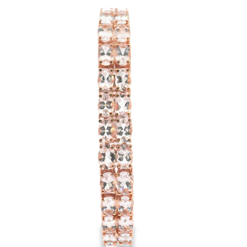 Rose Gold Plated Sterling Silver Morganite Bracelet 6.5