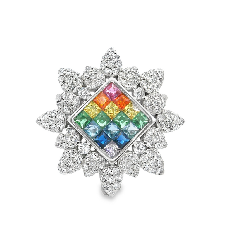 Sterling Silver Rainbow CZ Ring Size 7
