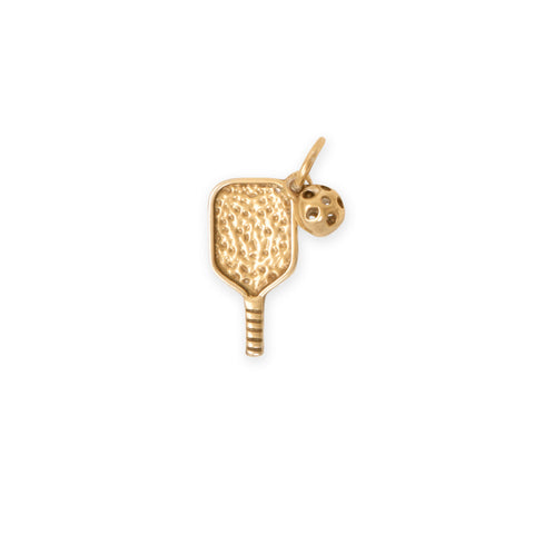 Gold 3D Pickleball and Paddle Charm