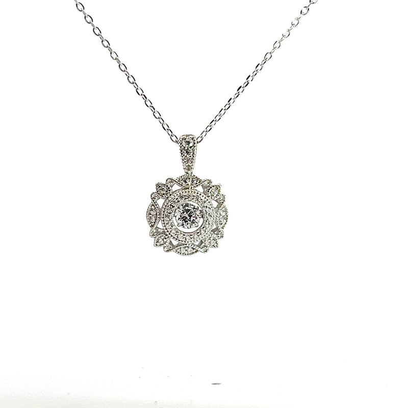 Sterling Silver CZ Pendant with Chain