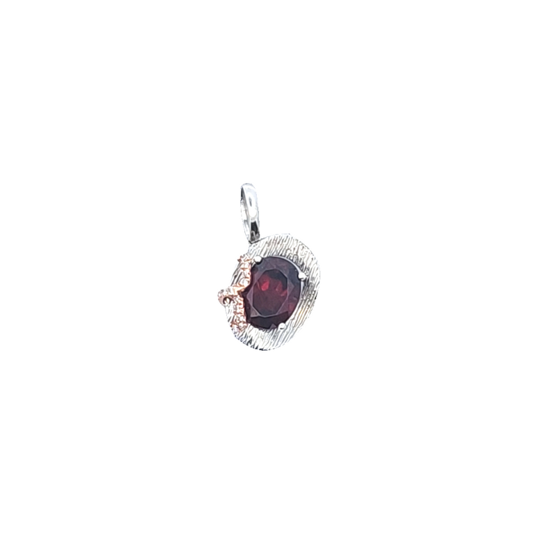 14K Garnet & Diamond Pendant