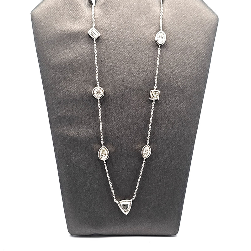 14K WG Diamonds By The Yard Multi-Shape Necklace
