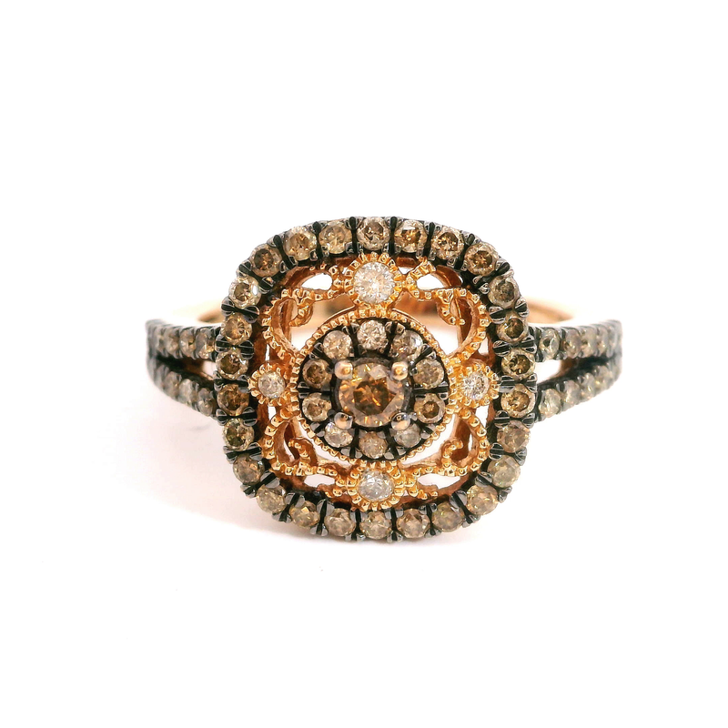14K RG White & Chocolate Diamond Ring