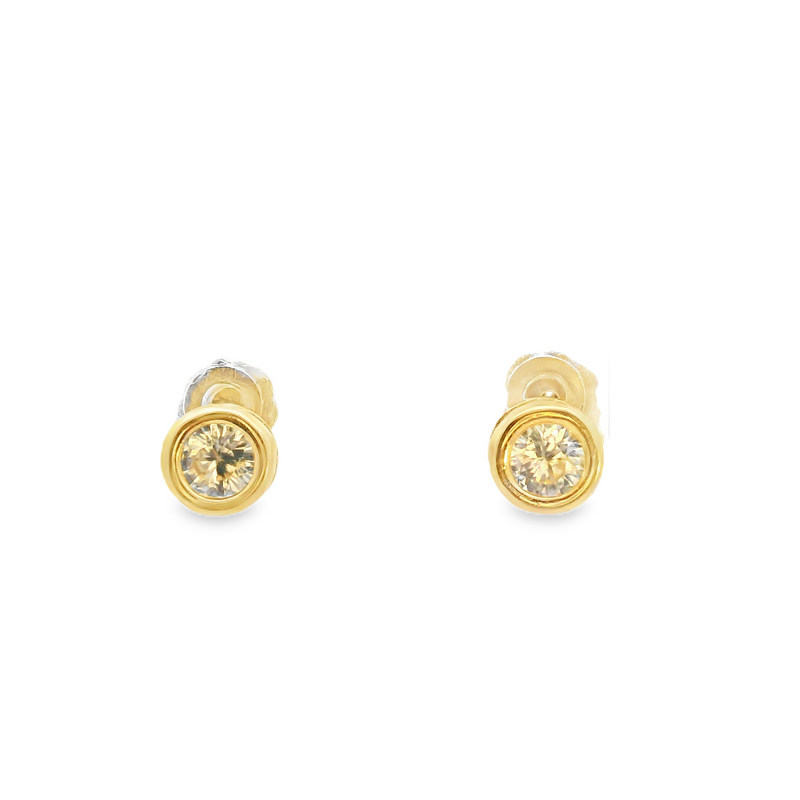 14K YG Bezel Set Diamond Stud Earrings