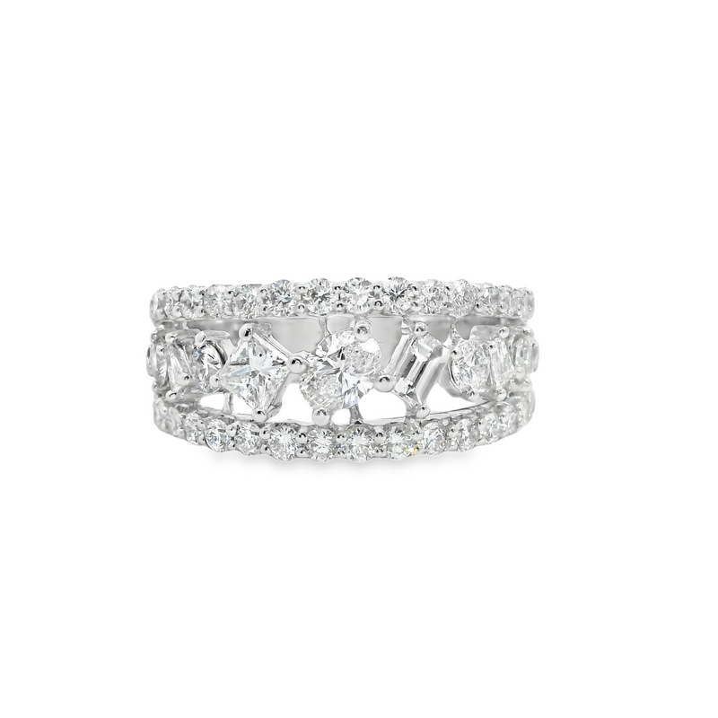 14K WG Multi Shape Diamond Band