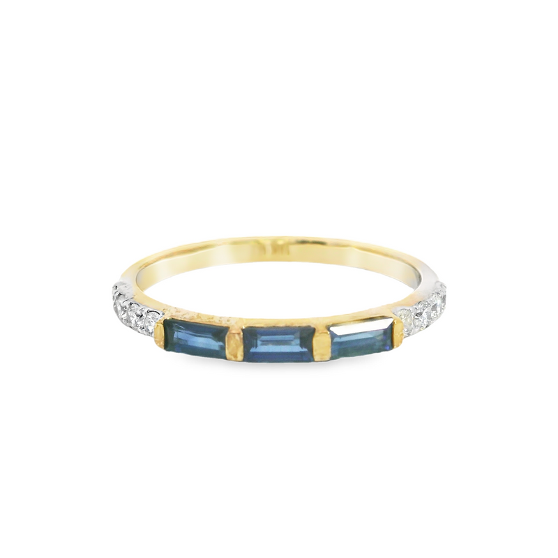 10K YG Sapphire & Diamond Band