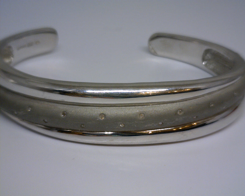 STERLING SILVER DIAMOND CUFF B