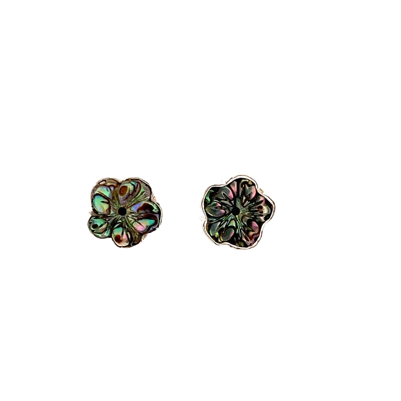 Sterling Silver Abalone Shell Flower Earrings