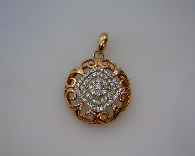 14K ROSE/WHITE GOLD DIAMOND PENDANT