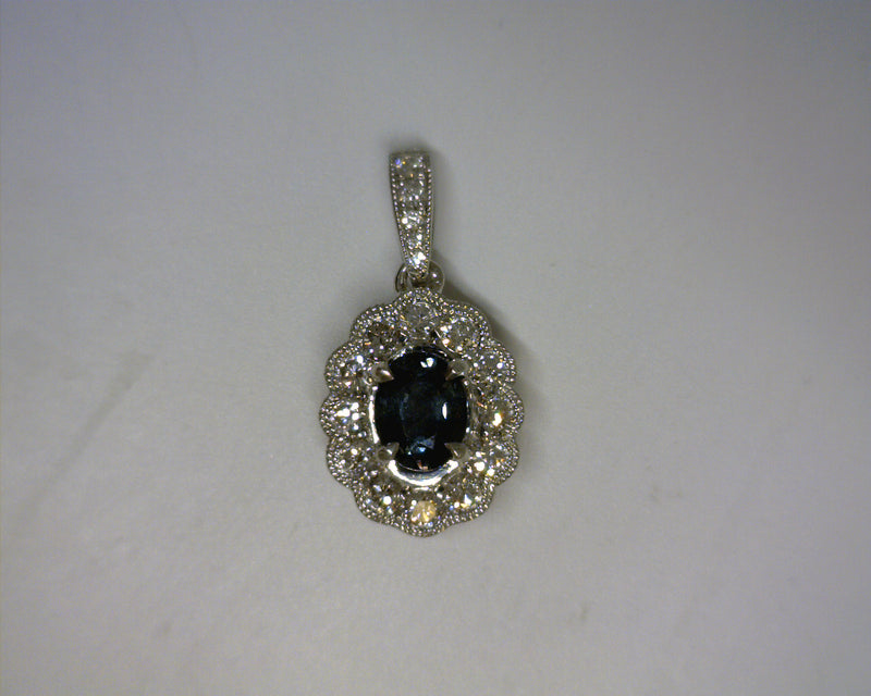 14K WHITE GOLD ALEXANDRITE/DIAMOND PENDANT