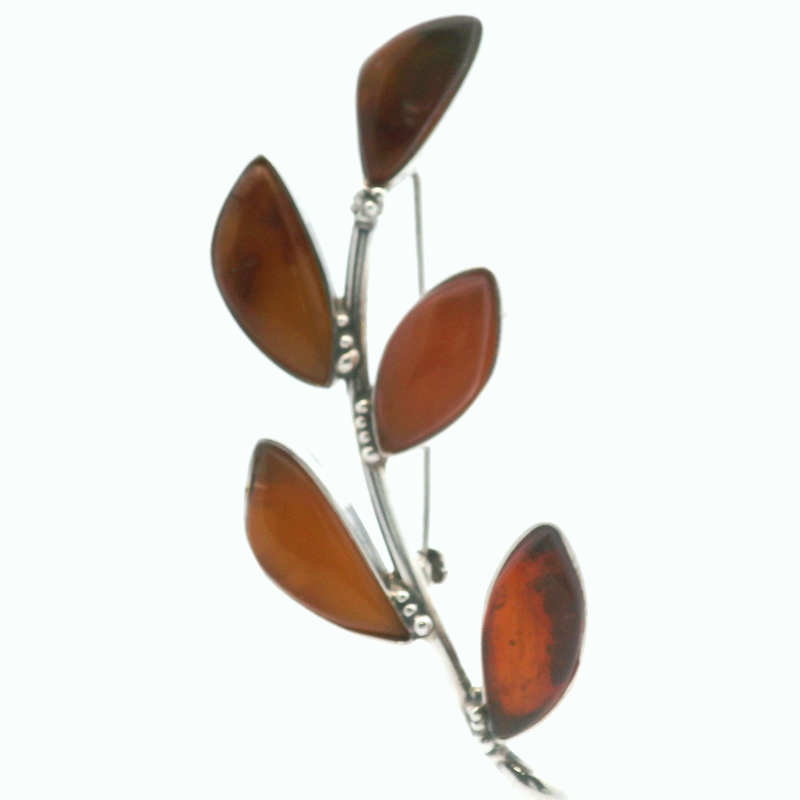 Sterling Sliver Amber Pendant / Pin