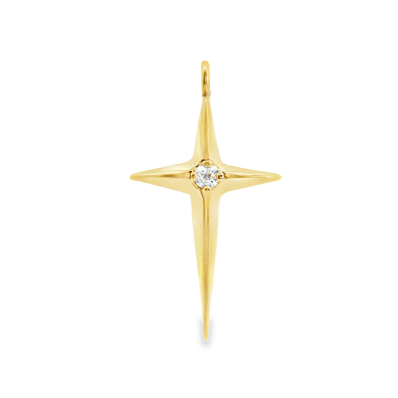 14K YG Diamond Cross Pendant