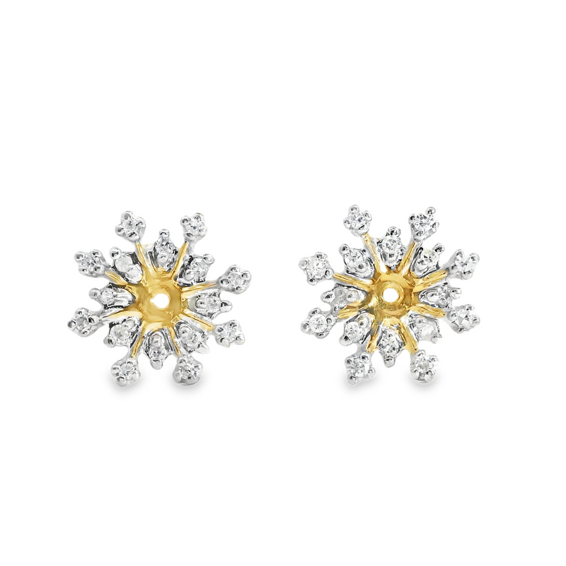 10K TT Snowflake Diamond Earring Jackets