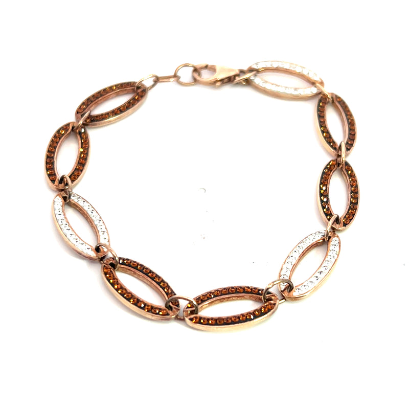 Sterling Silver Brown & White CZ Bracelet