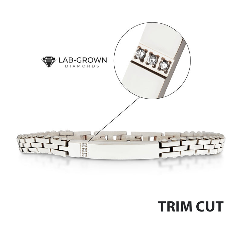 Trim Cut with Genuine Lab-Grown Clear Diamonds Tennis Steel Bracelet