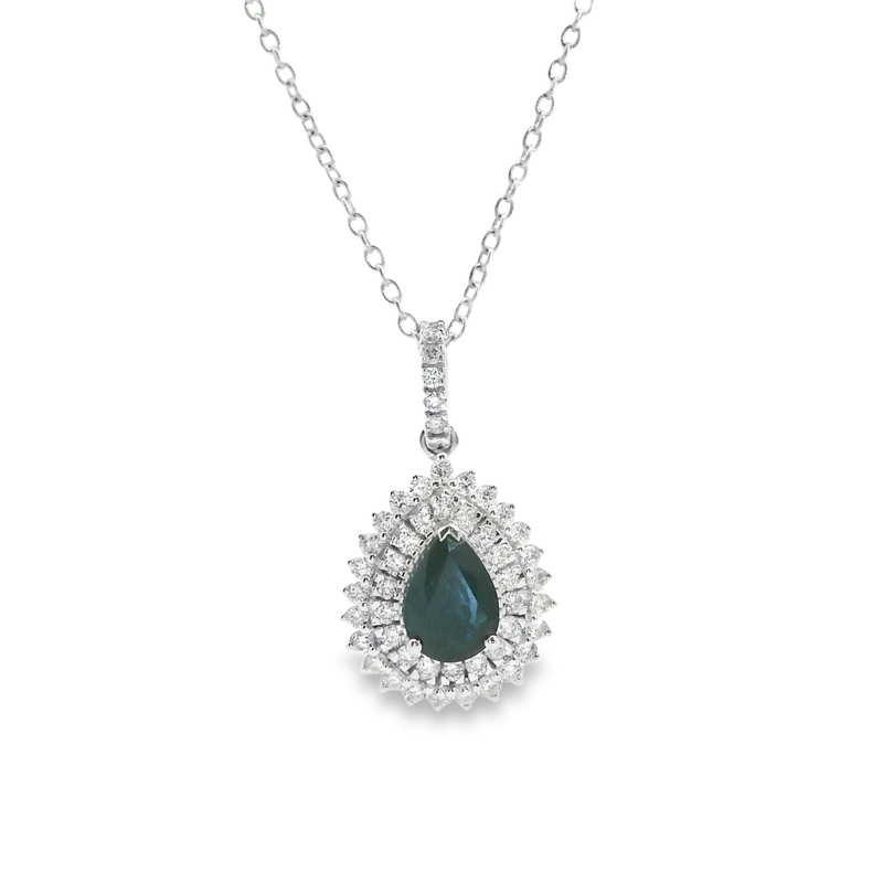 10K WG Sapphire & Diamond Pendant