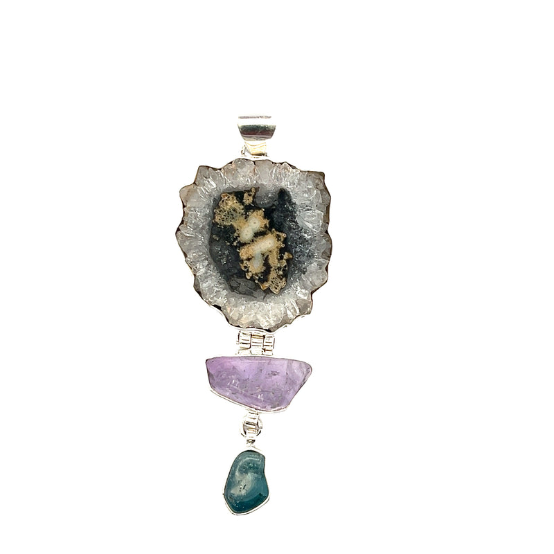 Sterling Silver Amethyst Geode Pendant