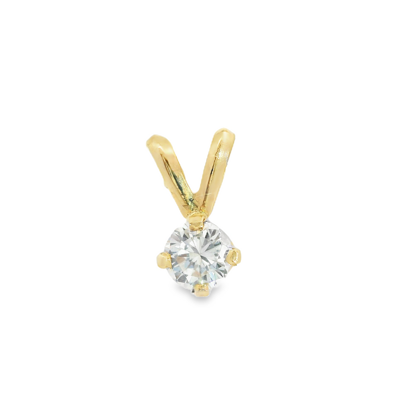 14K YG Solitaire Diamond Pendant