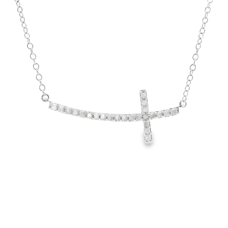 Sterling Silver Diamond Cross Necklace