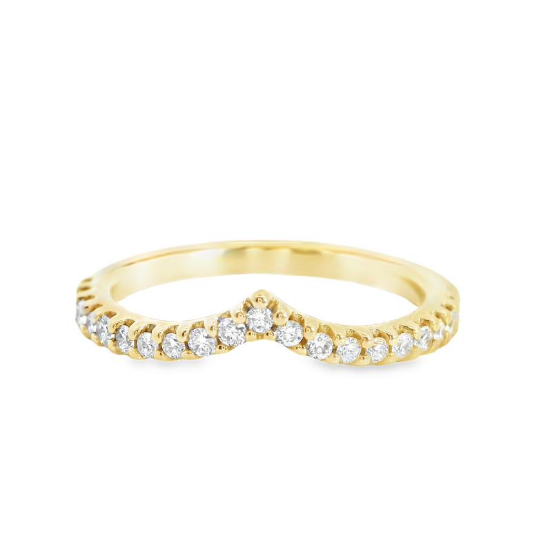14K YG Curved Diamond Band