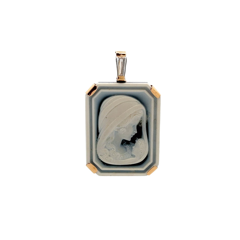 14K YG Cameo Diamond Pendant
