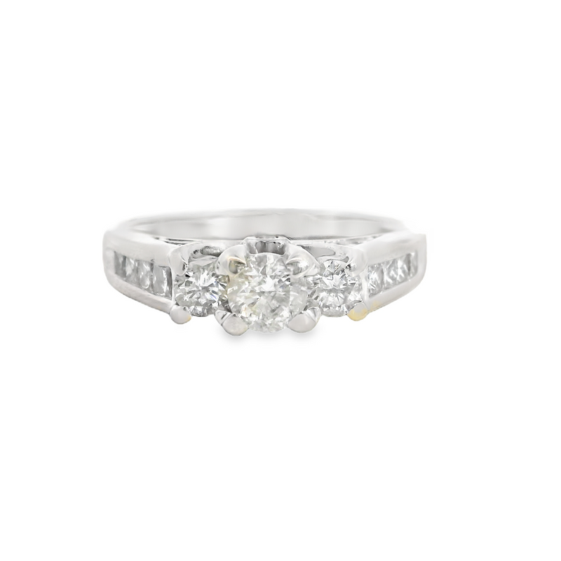 14K WG 3 Stone Diamond Ring